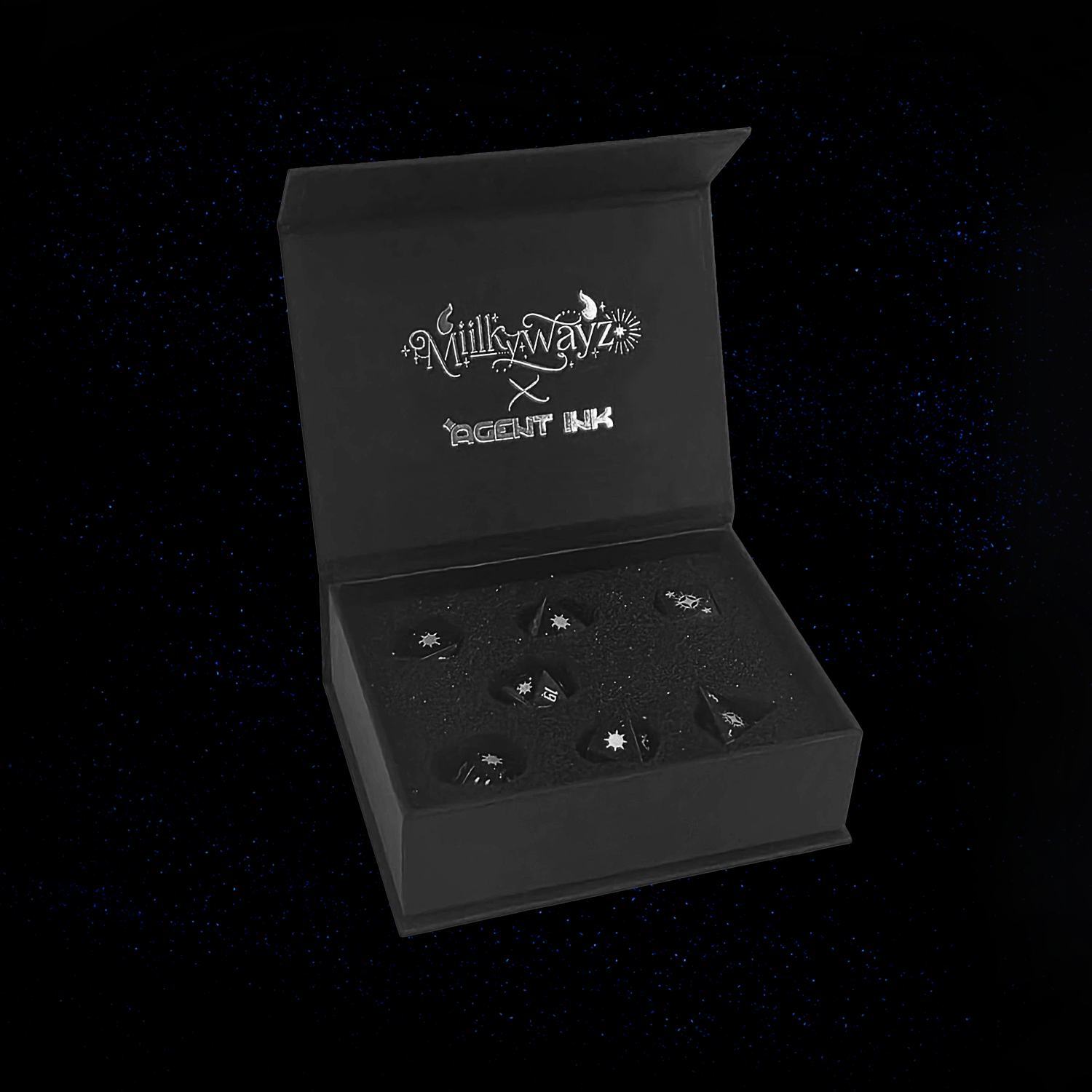 Miilkywayz Cosmic Dice Set and Deskmat Bundle